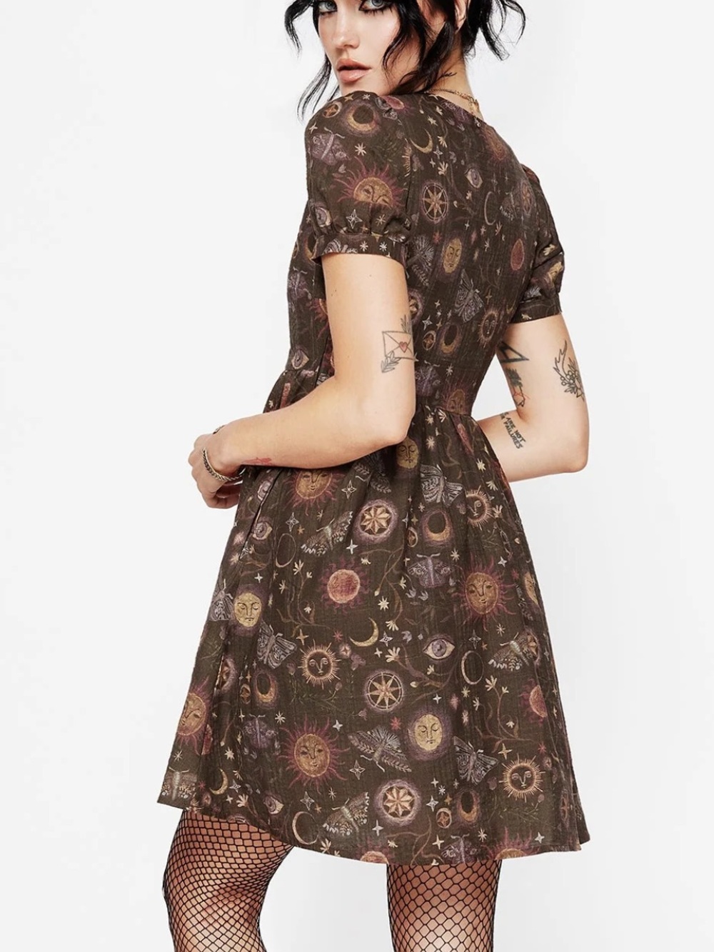 Disturbia Brown Celestial Print Mini Dress - Picture 3 of 16